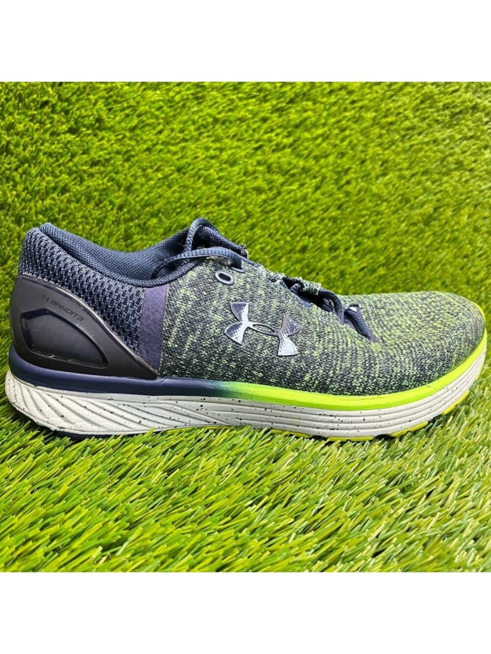 Under Armour Charged Bandit 3 Boys Size 7Y Navy Green Running Shoes Sneakers
